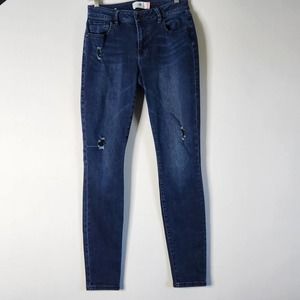 Cabi Womens Curvy Skinny Jeans Size 4 Dark Wash Distressed Stretch Pockets